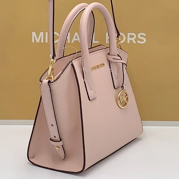 Michael Kors Avril Small Leather Top-Zip Satchel Powder Blush color - Picture 4 of 16